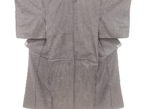 アンティーク　乱れ格子模様織り出し手織り紬着物